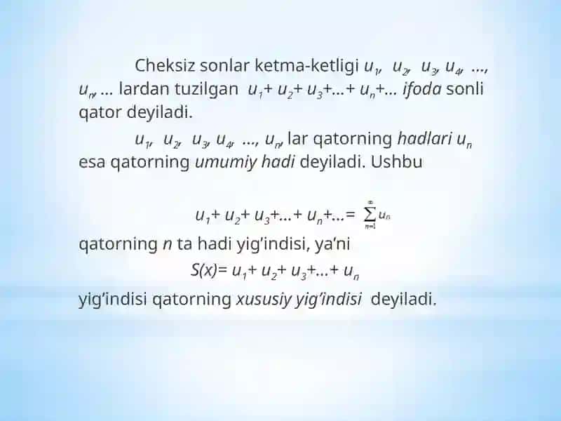 Sonliqatorlar. Yaqinlahsishning zaruriy sharti. Musbat xadliqatorlar 3