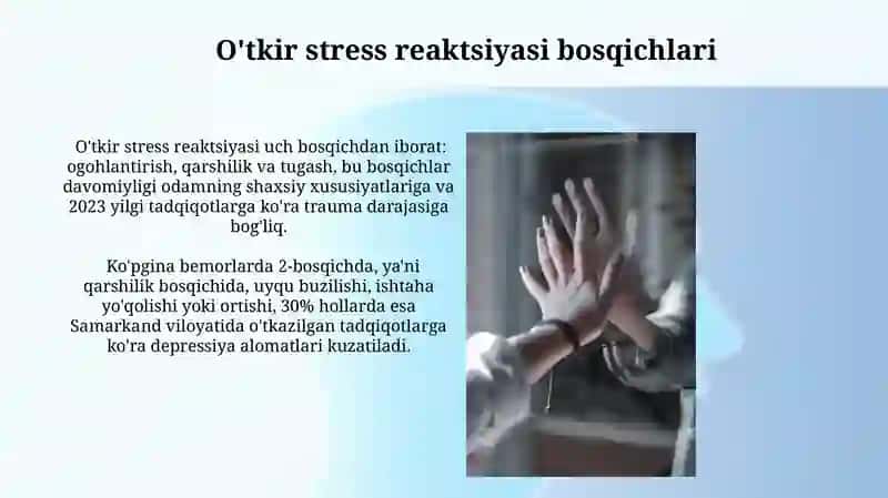 Jarohatga nisbatan psixosomatik reaksiya, uning asosiy bosqichlari 3