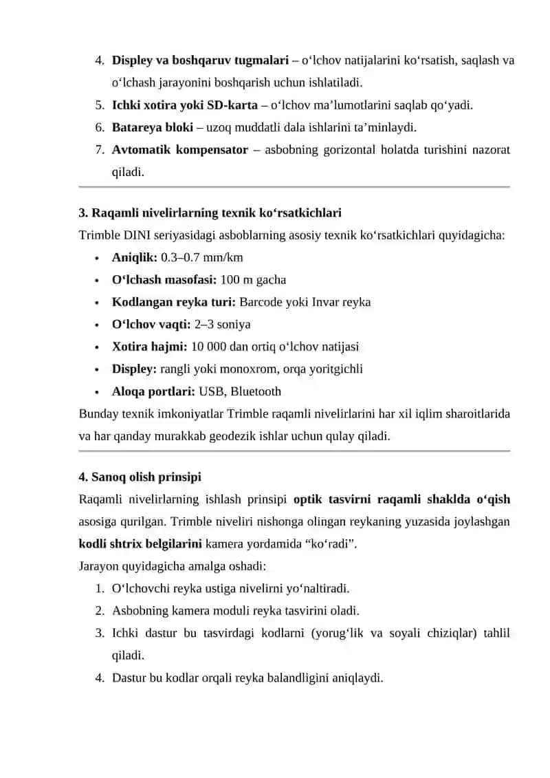 Trimble FIRMASINING RAQAMLI NEVILIRLARINING KONSTRUKSIYASI VA SANOQ OLISH PRINSIPLARI 3