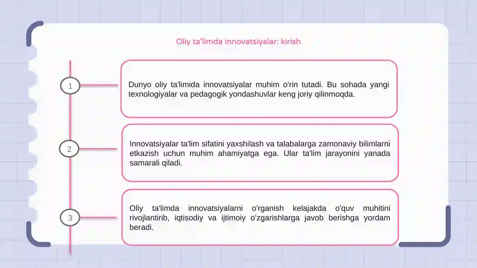 Dunyo oliy ta`limidagi innovatsiyalarni o`rganish 3