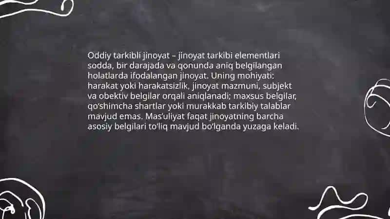 Oddiy tarkibli jinoyatlar tushunchasi turlari 3