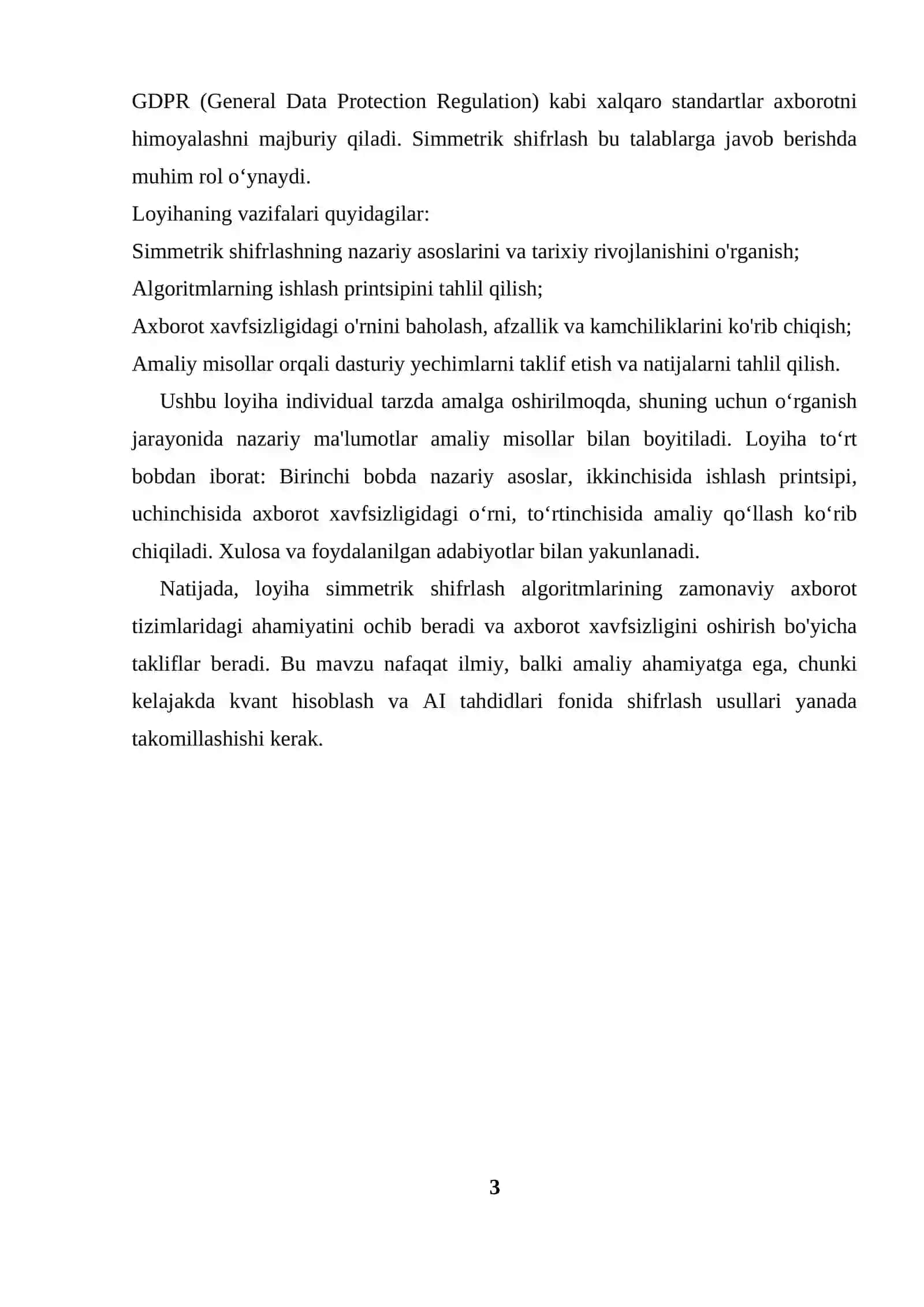 Simmetrik shifrlash algoritmlarining ishlash prinsipi va axborot xavfsizligidagi o‘rni 3