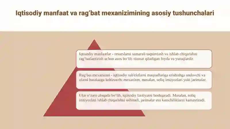 Iqtisodiy manfaat va rag‘bat mexanizimi.Mikroiqtisodiyot 3
