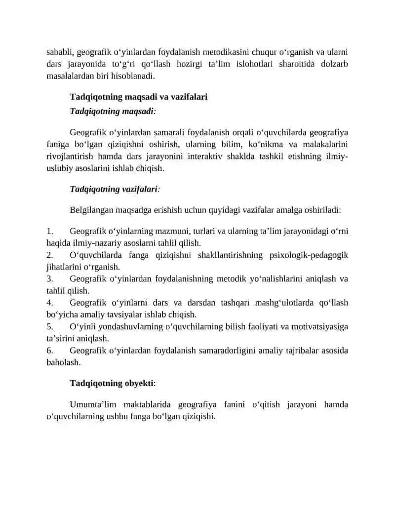 Geografik o'yinlar orqali o'quvchilarga fanga qiziqishni oshirish. 3