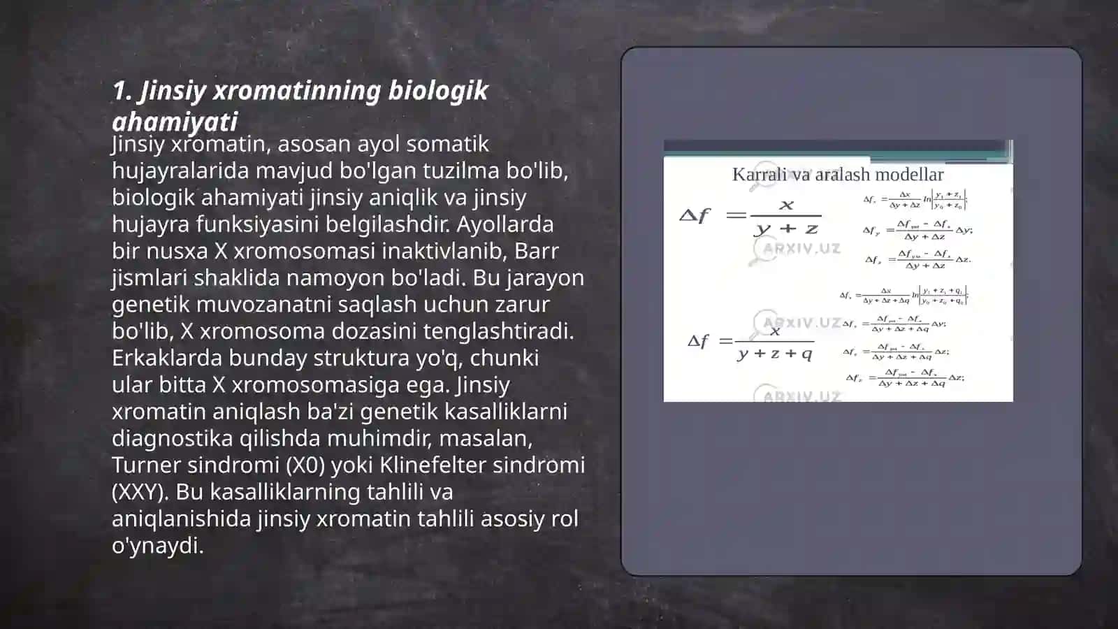 Shajara sxemalari va kariotip tahlili. Jinsiy xromatinni aniqlashning ekspres metodi 3