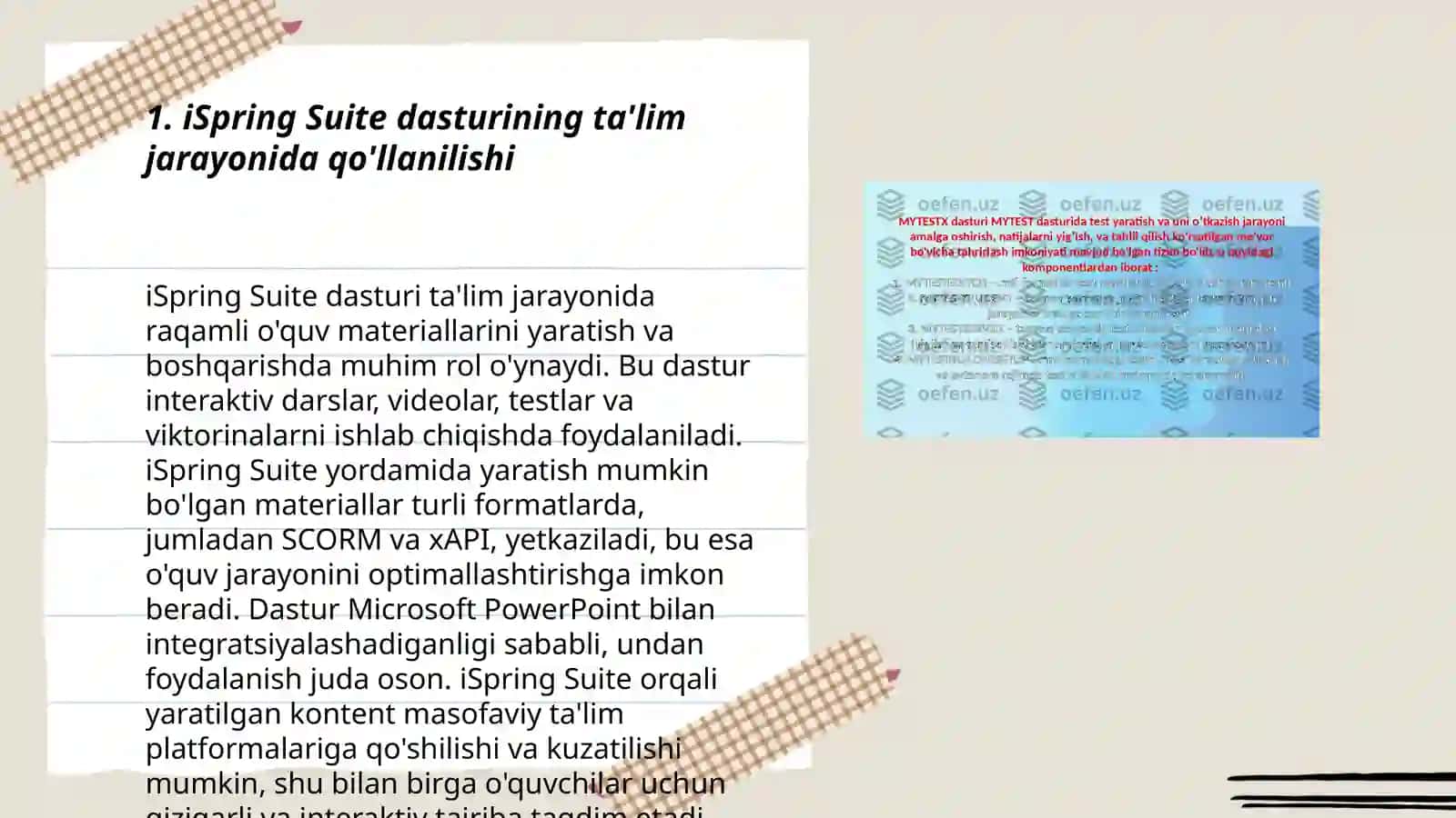 iSpring Suite, HotPotatoes, MyTestX, EasyQuisy dasturlari va ularning imkoniyatlari 3