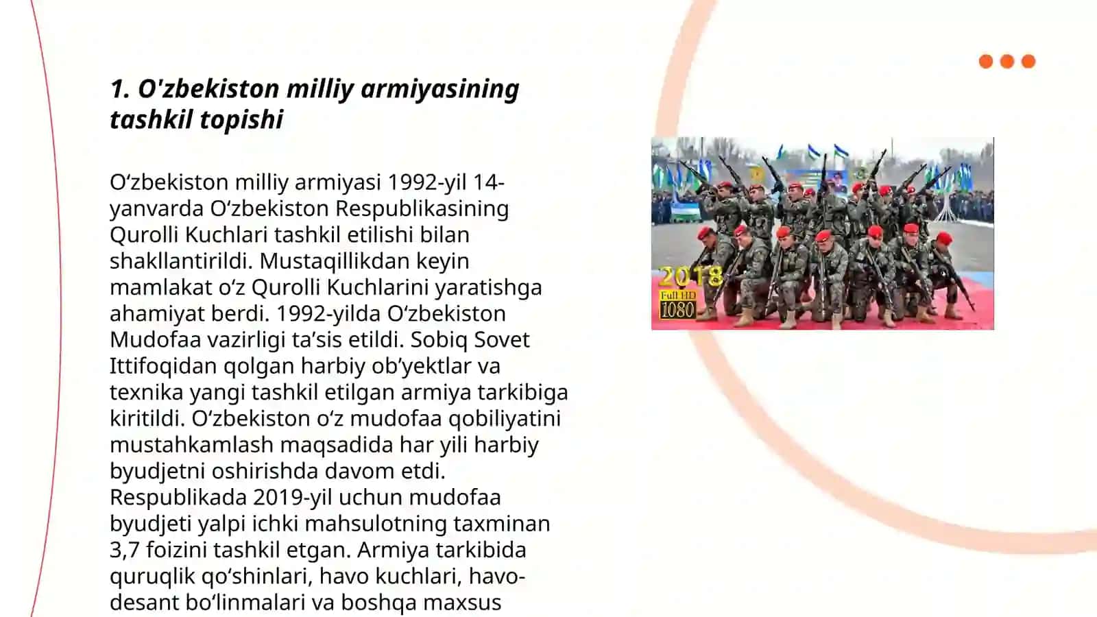 O'zbekiston milliy armiyaning shakllanitirilishi va harbiy islohotlar 3