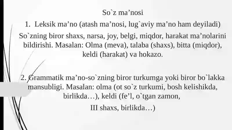 Morfologiya, so'zlar niturkumlarga ajratish 3