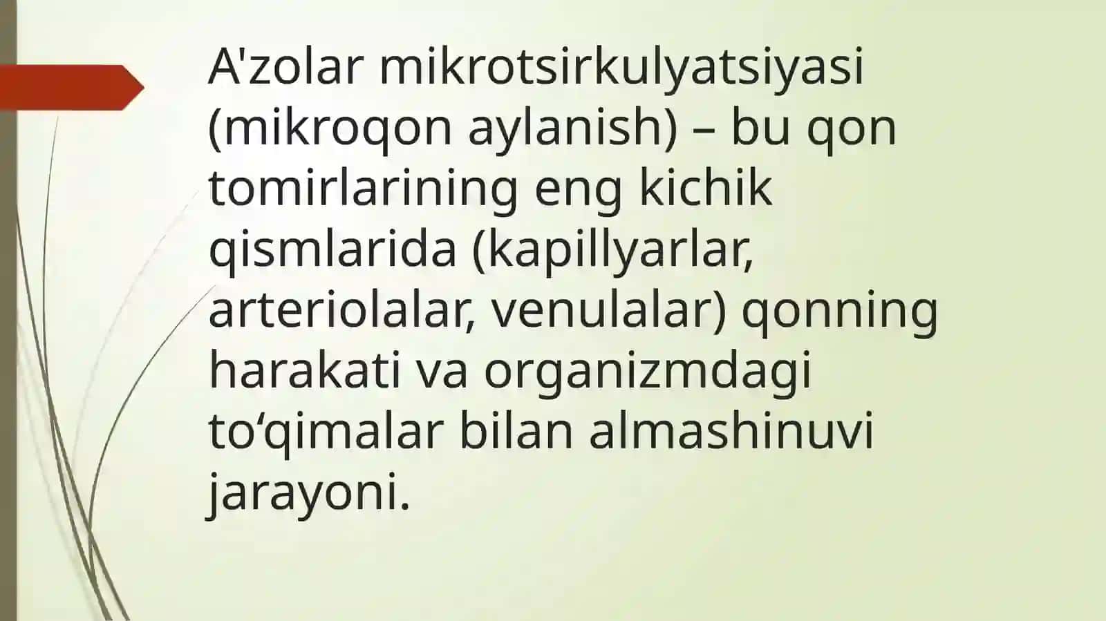 A'zolarda mikrotsirkulyatsiya. Vena'larda qonning ahamiyati 3