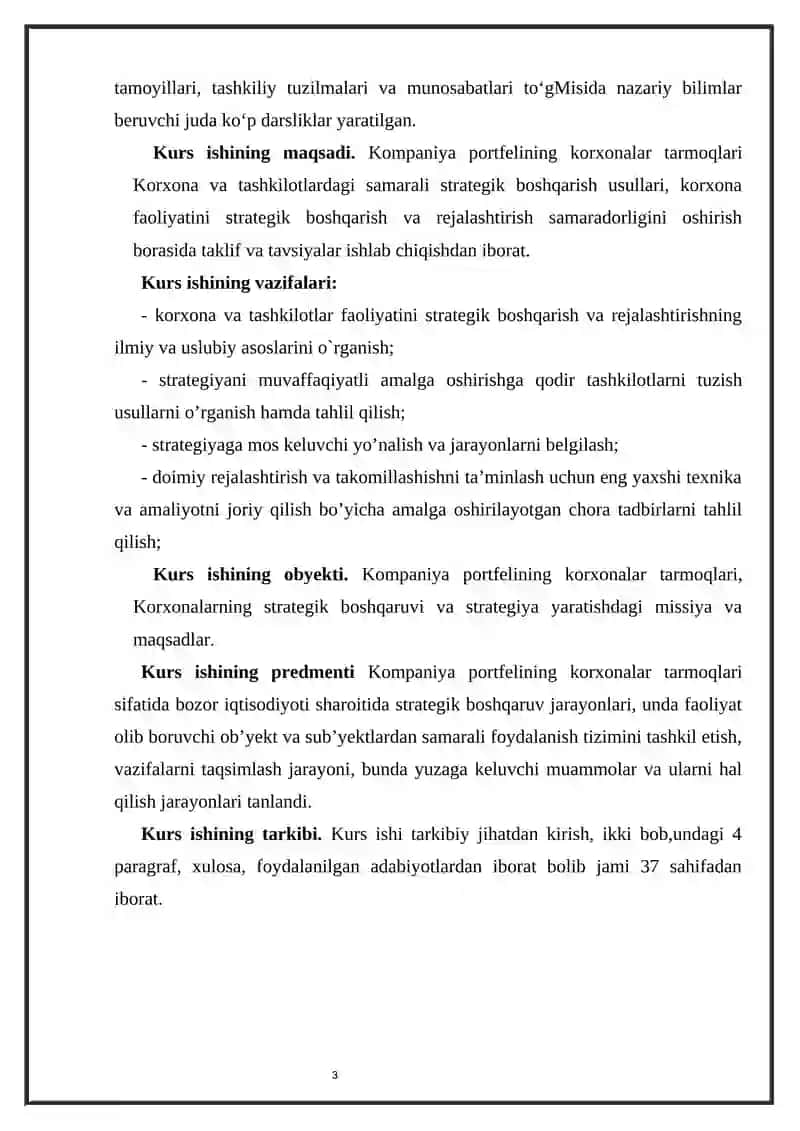 KOMPANIYA PORTFELINING KORXONALAR TARMOQLARI BO’YICHA TAHLILI 3