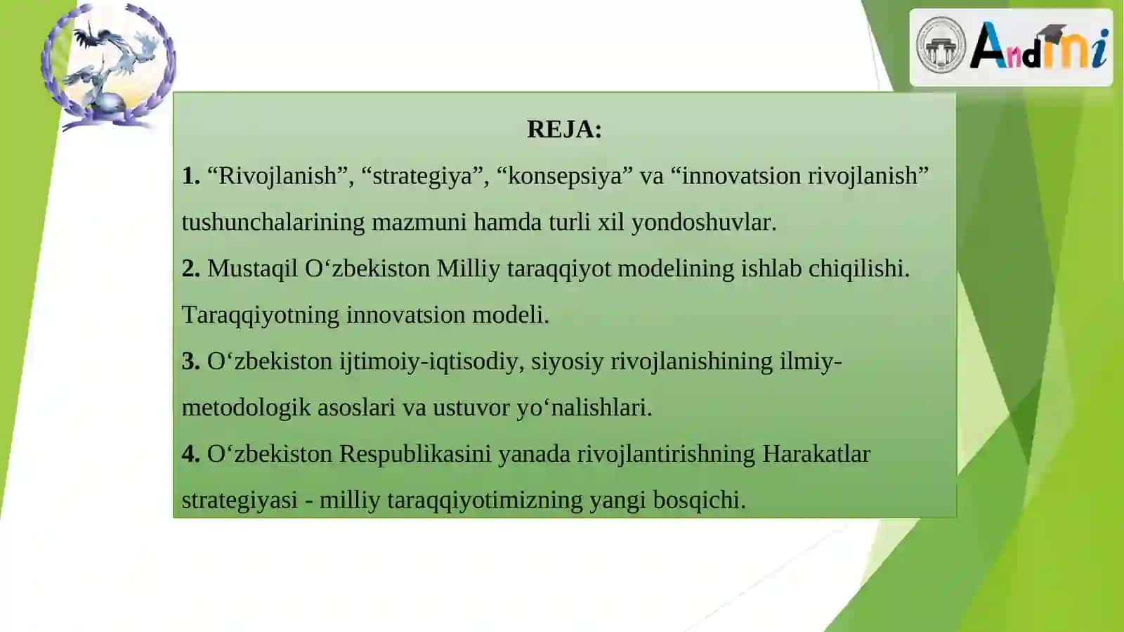 HARAKATLAR STRATEGIYASI -O‘ZBEKISTON MILLIY TARAQQIYOTI YANGI BOSQICHINING ASOSI 3