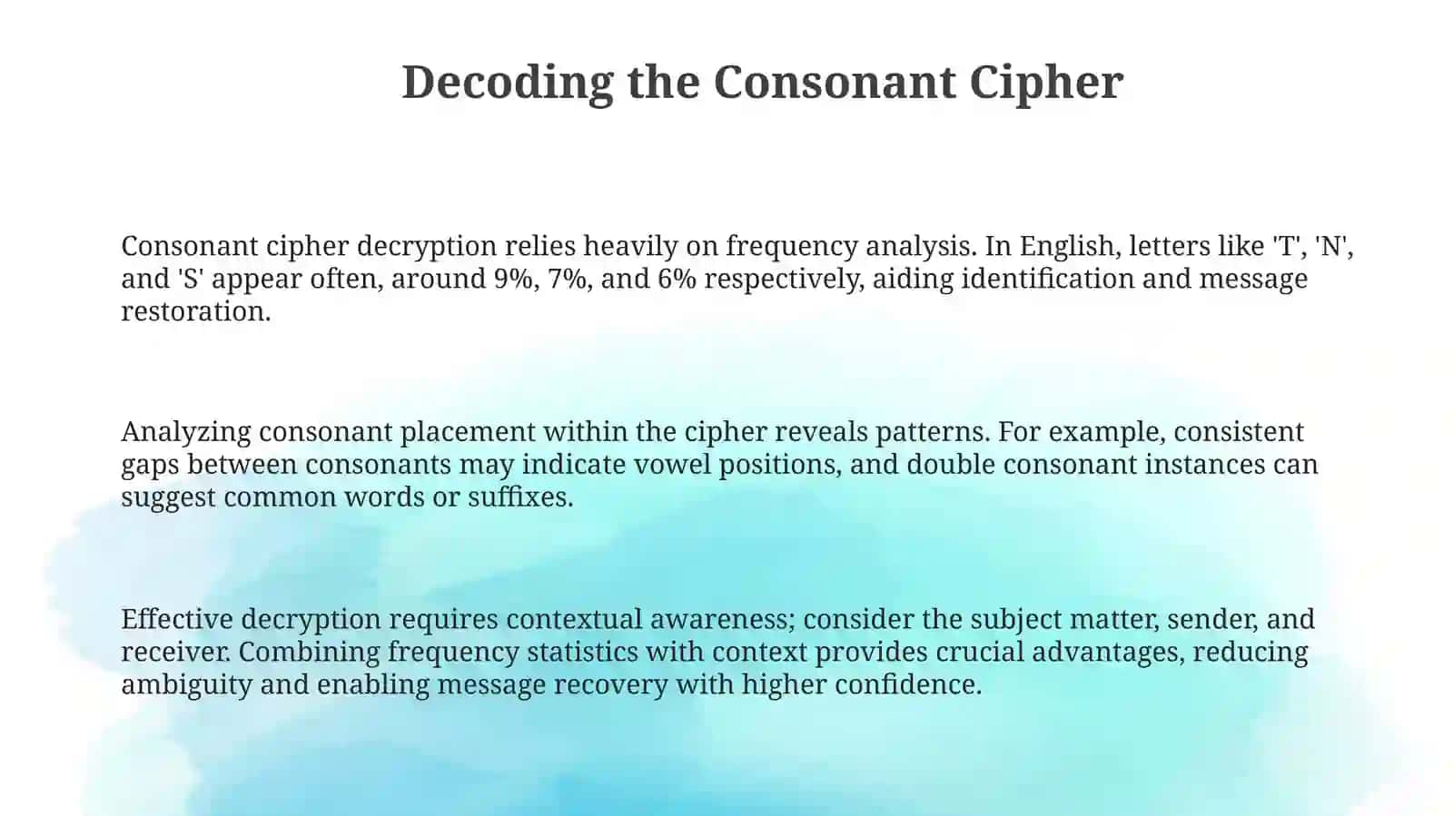 Decoding the Consonant Cipher: Principles and Techniques 3