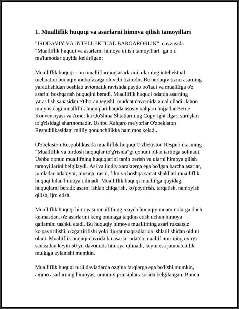 Mualliflik huquqi va asarlarni himoya qilish tamoyillari 3