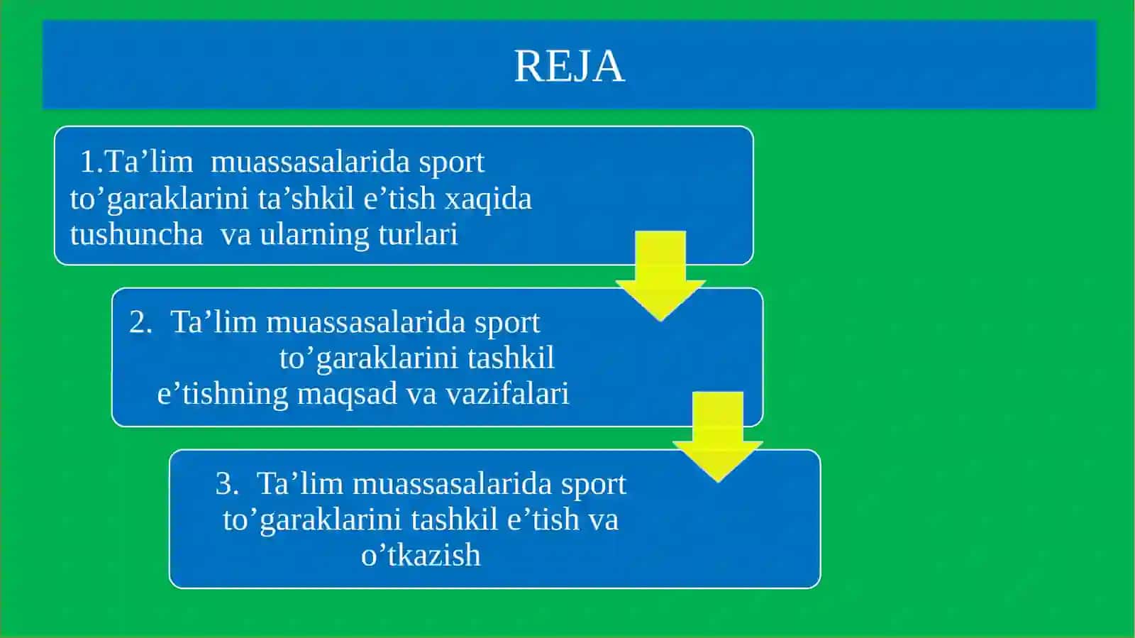 JISMONIY MADANIYAT FAKULTETI - Sportto’garaklarinitashkil etish va o’tkazish fanining maqsadi va vazifalari 3
