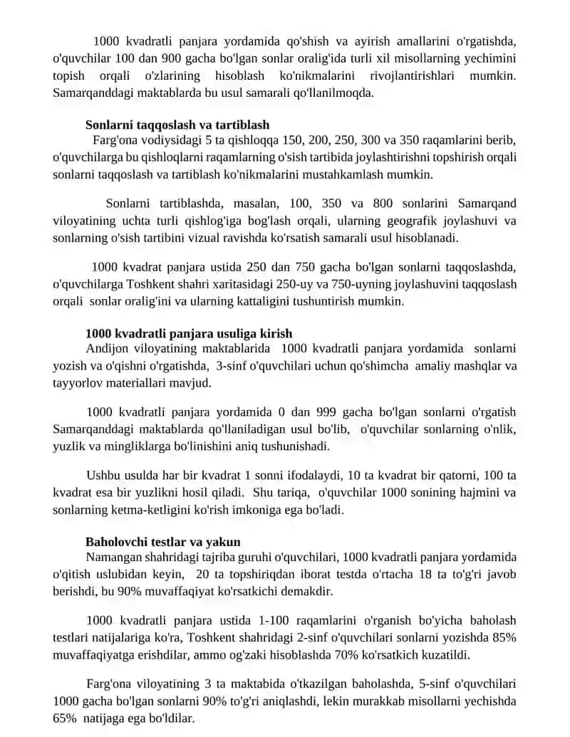 1000 va kòp xonali sonlar ustida nomanfiy butun sonlarni nomerlash va òrgatish metodikasi 3