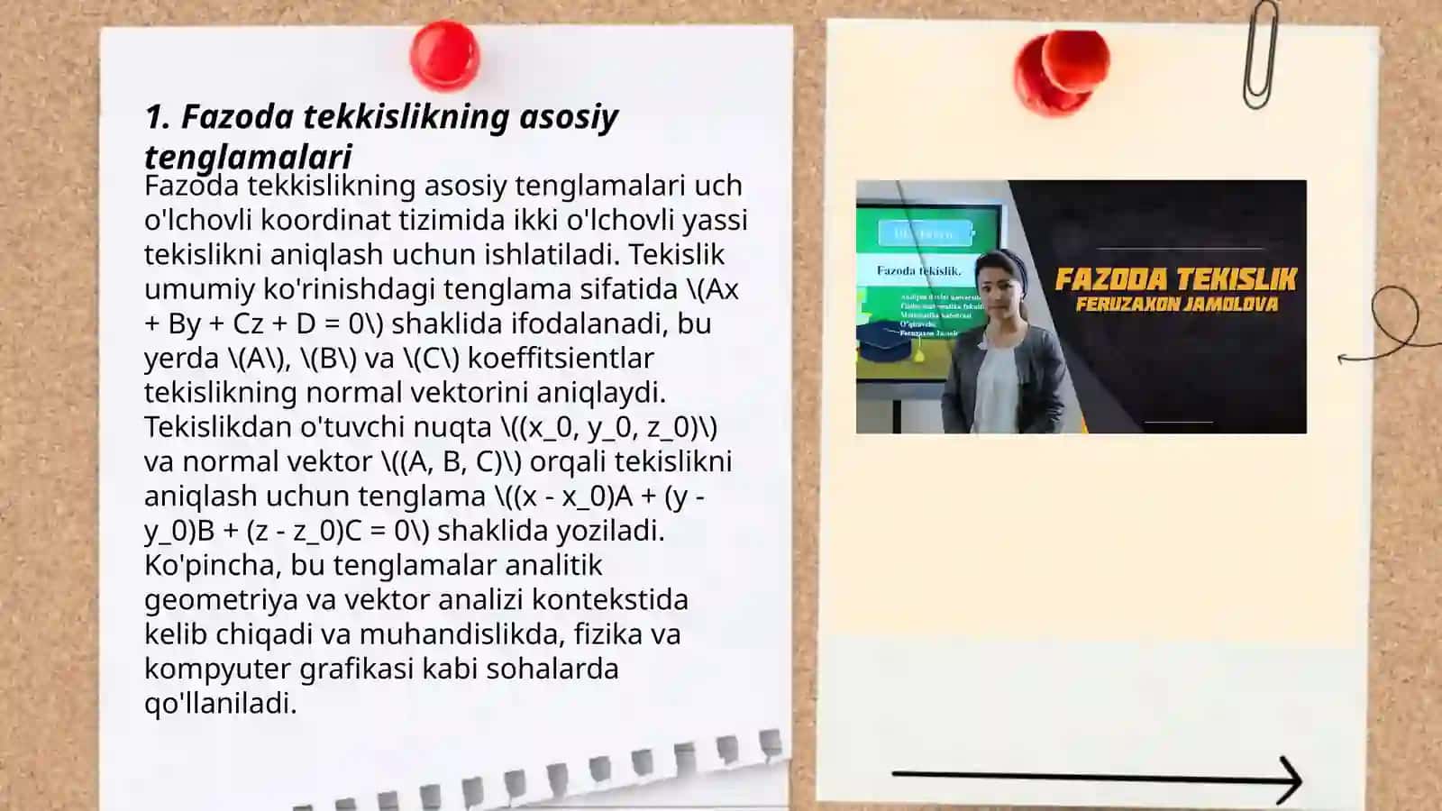 Fazoda tekkislikning turli tenglamalari 3