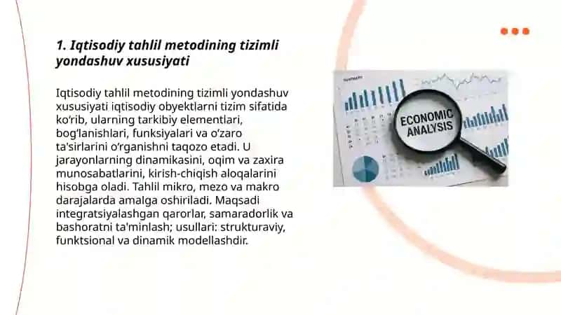 Iqtisodiy tahlil fani metodining o‘ziga xos xususiyatlari 3