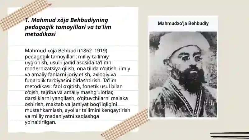 Mahmud xòja Behbudiyning pedagogik va siyosiy qarashlari 3