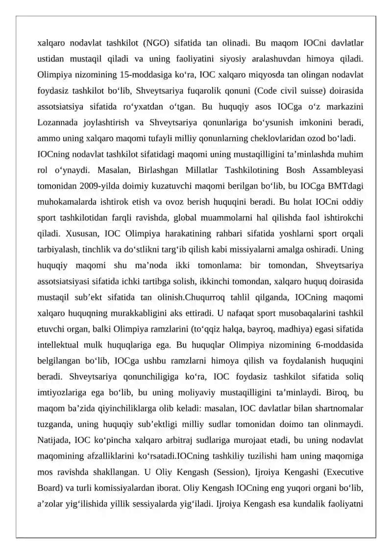 Xalqaro Olimpiya Qoʻmitasining tarkibi va asosiy organlari 3