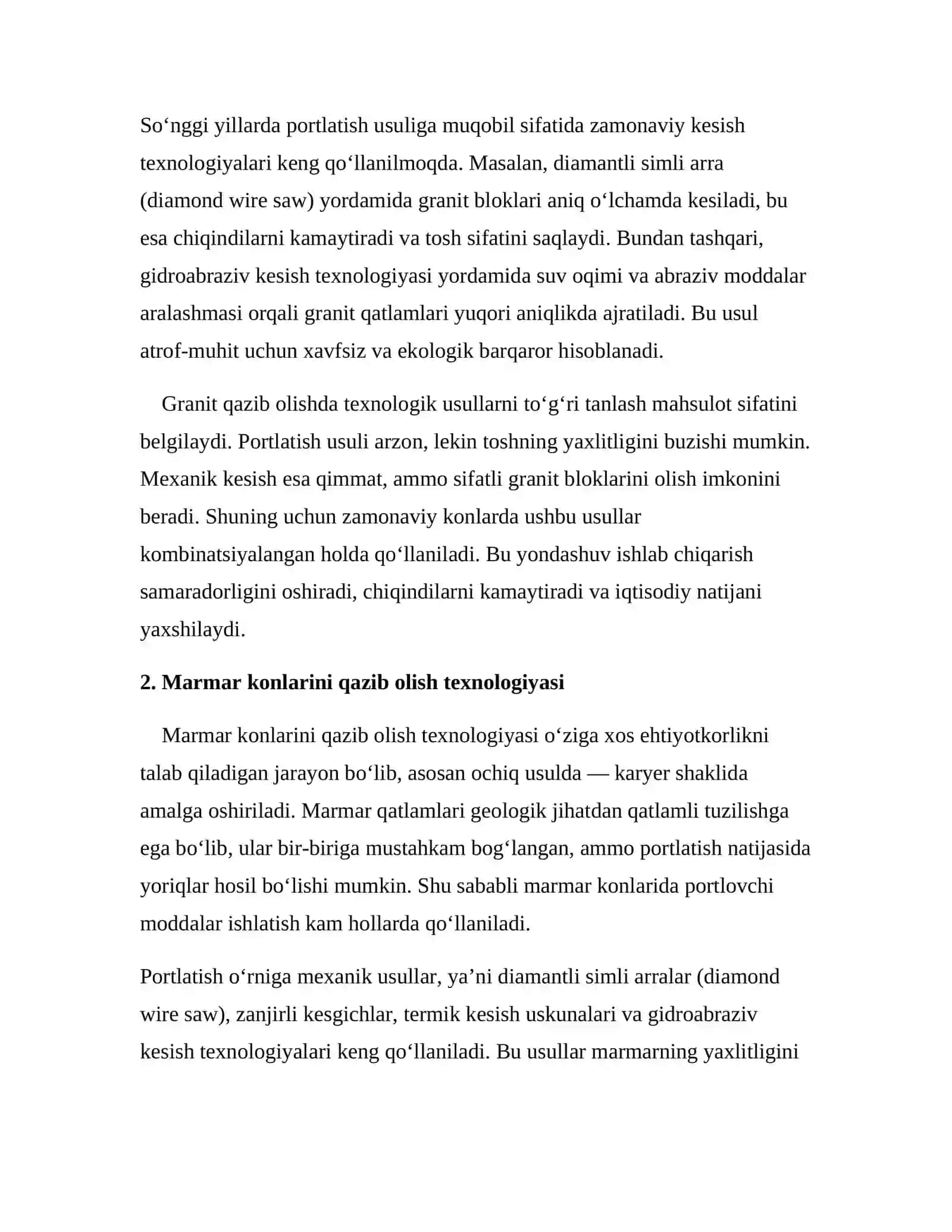 Granit va marmar konlarini qazib olish 3