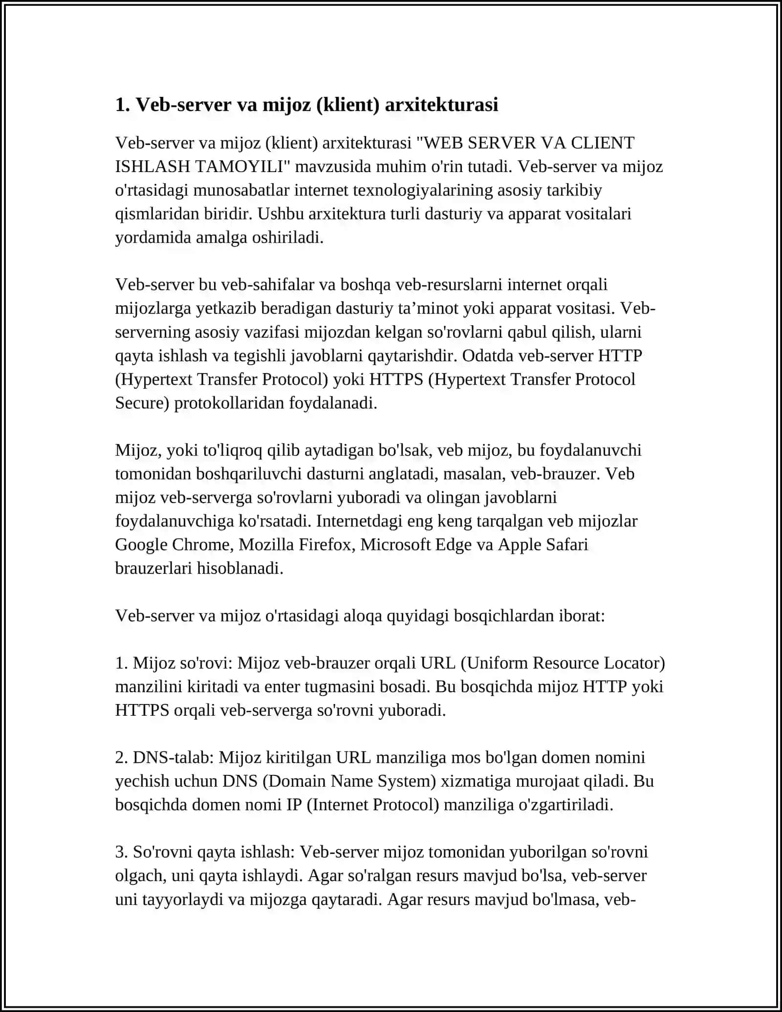 WEB SERVER VA CLIENT ISHLASH TAMOYILI 3