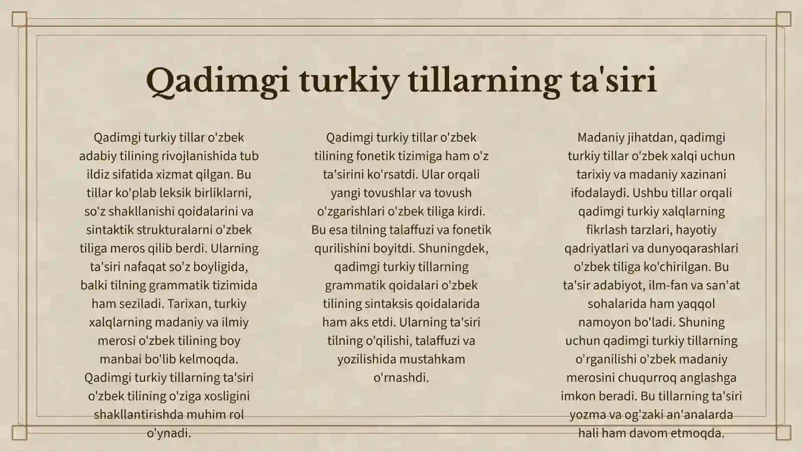 QADIMGI TURKIY XALQLARNING O'ZBEK ADABIY TILI TARAQQIYOTIDAGI YO'LI 3