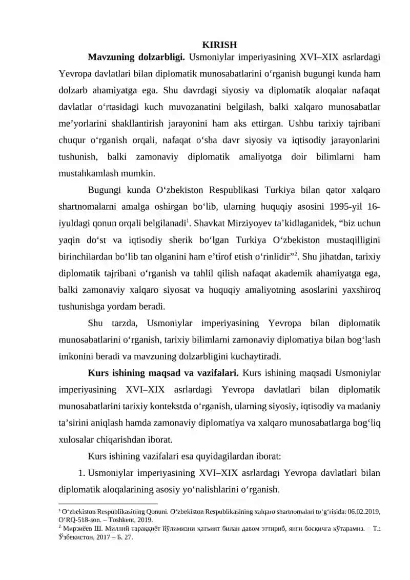 Usmoniylar imperiyasining Yevropa davlatlari bilandiplomatik munosabatlari (XVI-XIX asrlar) 3