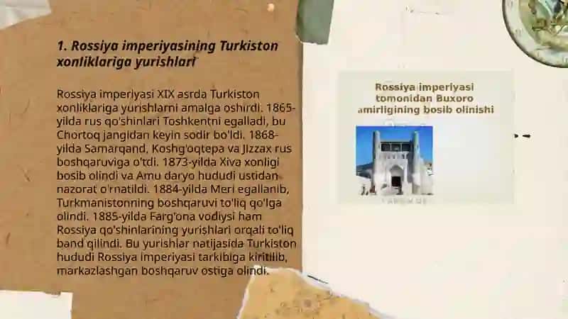 Rossiya imperiyasining oʻrta Osiyoga harbiy yurishlari 3