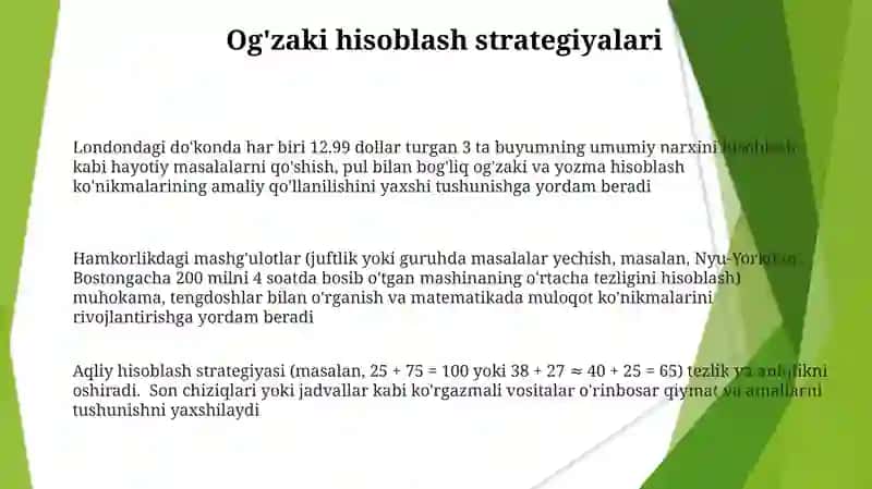 O'quvchilarni yozma va og'zaki hisoblash malakalarini shakillantirish 3