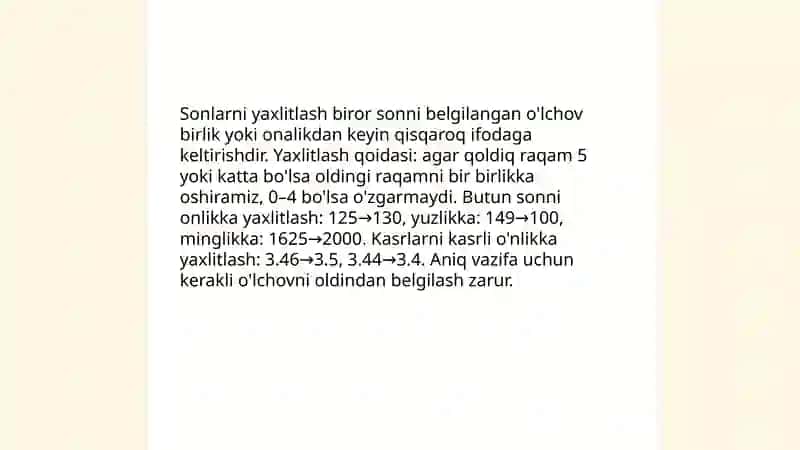 Sonlarni yaxlitlash.Rim raqamlari 3