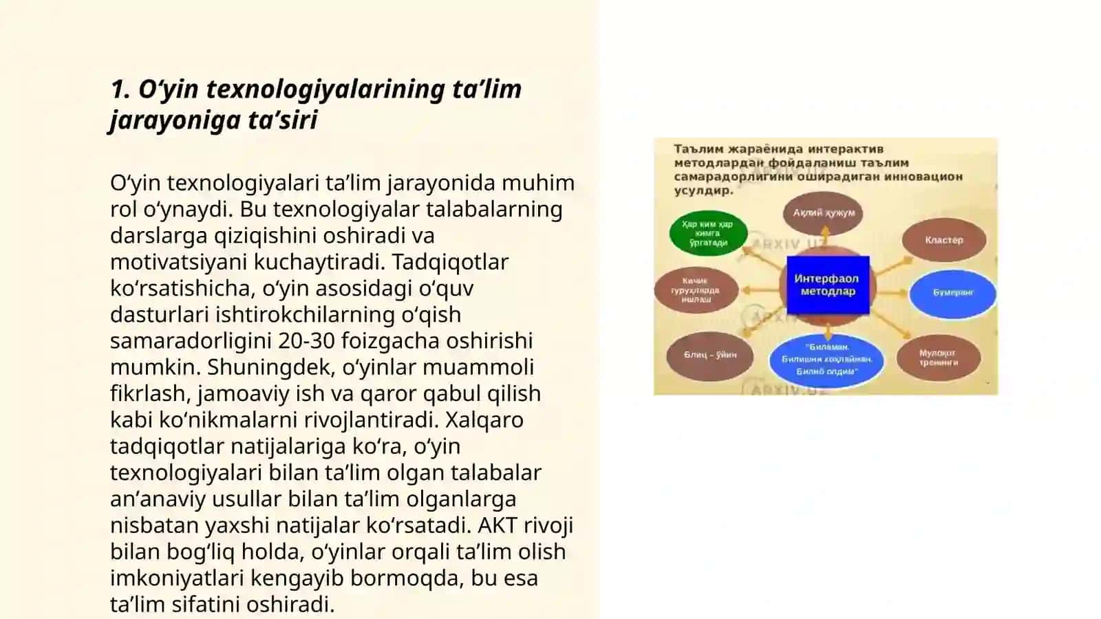 Mashğulotlar jarayonida oʻyin texnologiyasidan foydalanish 3