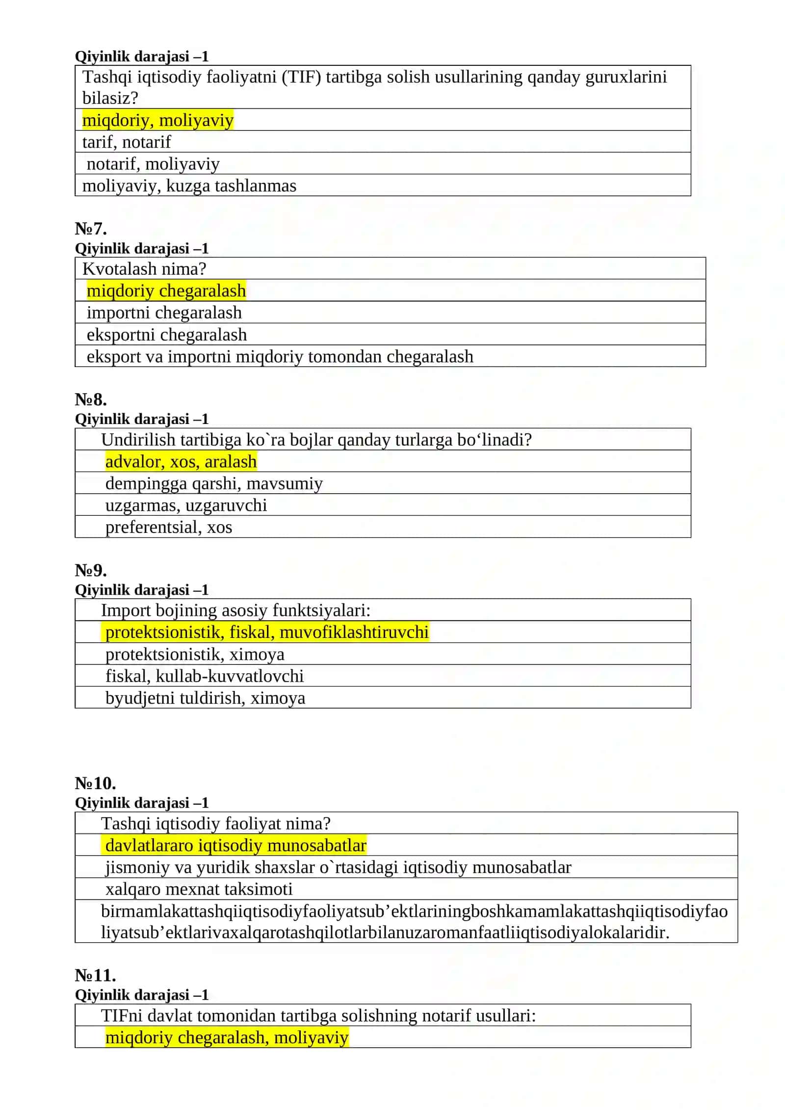 Bojxona test javoblari bilan 3