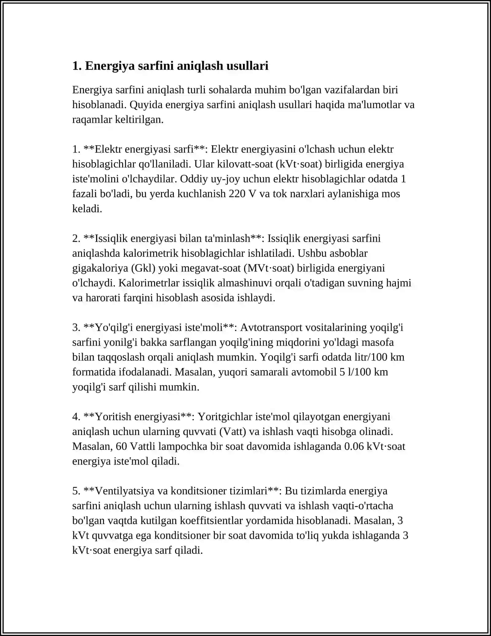 USKUNA VA JIXOZLARNING ISHLASH JARAYONIDA SARF BO’LADIGAN ENЕRGЕTIK SARFLAR 3