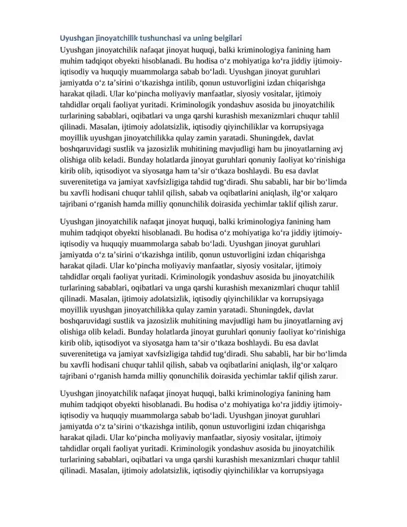 Uyushgan jinoyatchilikning kriminologik tavsifi va uning oldini olish 3