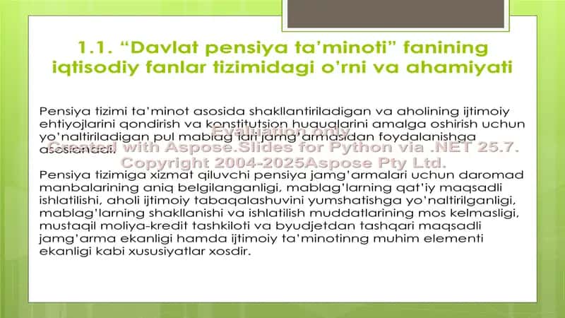 Davlat pensiya ta'minoti. fanning predmeti va maqsadi 3