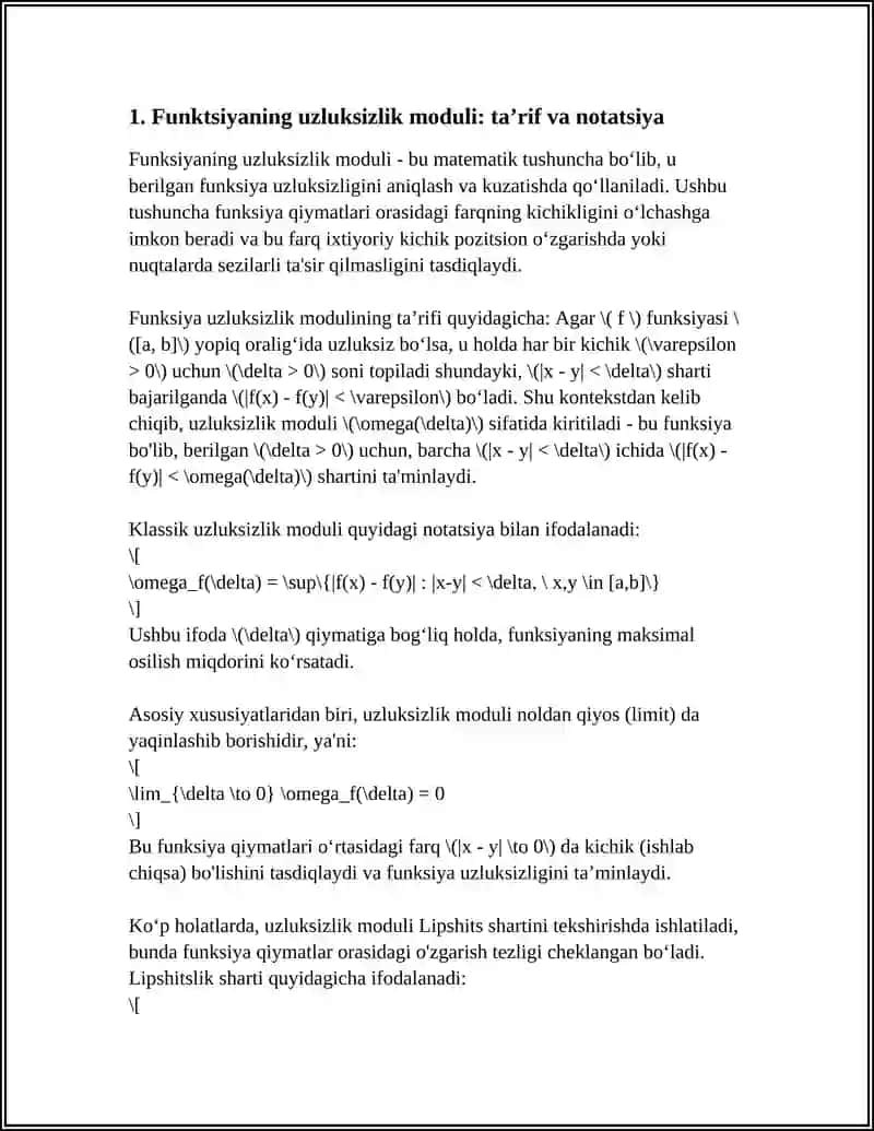 FUNKSIYANING UZLUKSIZLIK MODULI 3