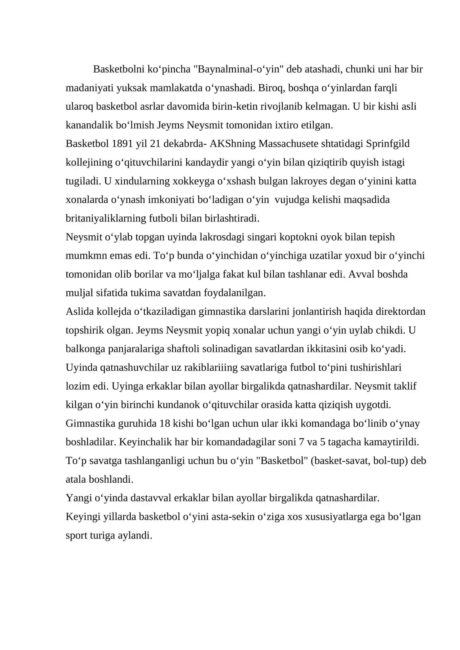 BASKETBOLDA SPORT MAHORATINI OSHIRISH. GURUHLARDA SPORT MAHG’ULOTLARINI TASHKIL ETISH 3