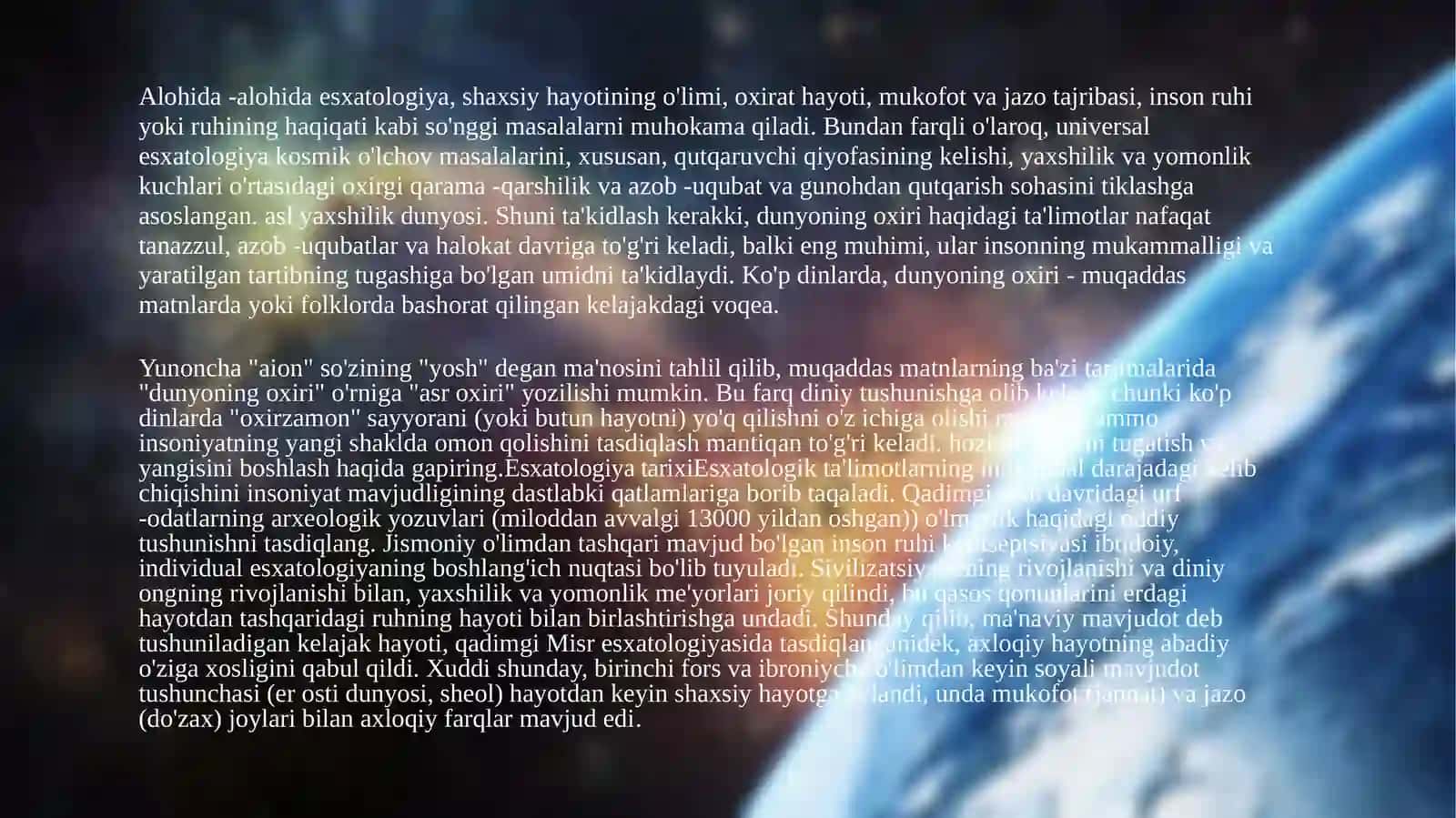 Esxatologiya mohiyati  Qiyomat va Oxirat dunyosi 3