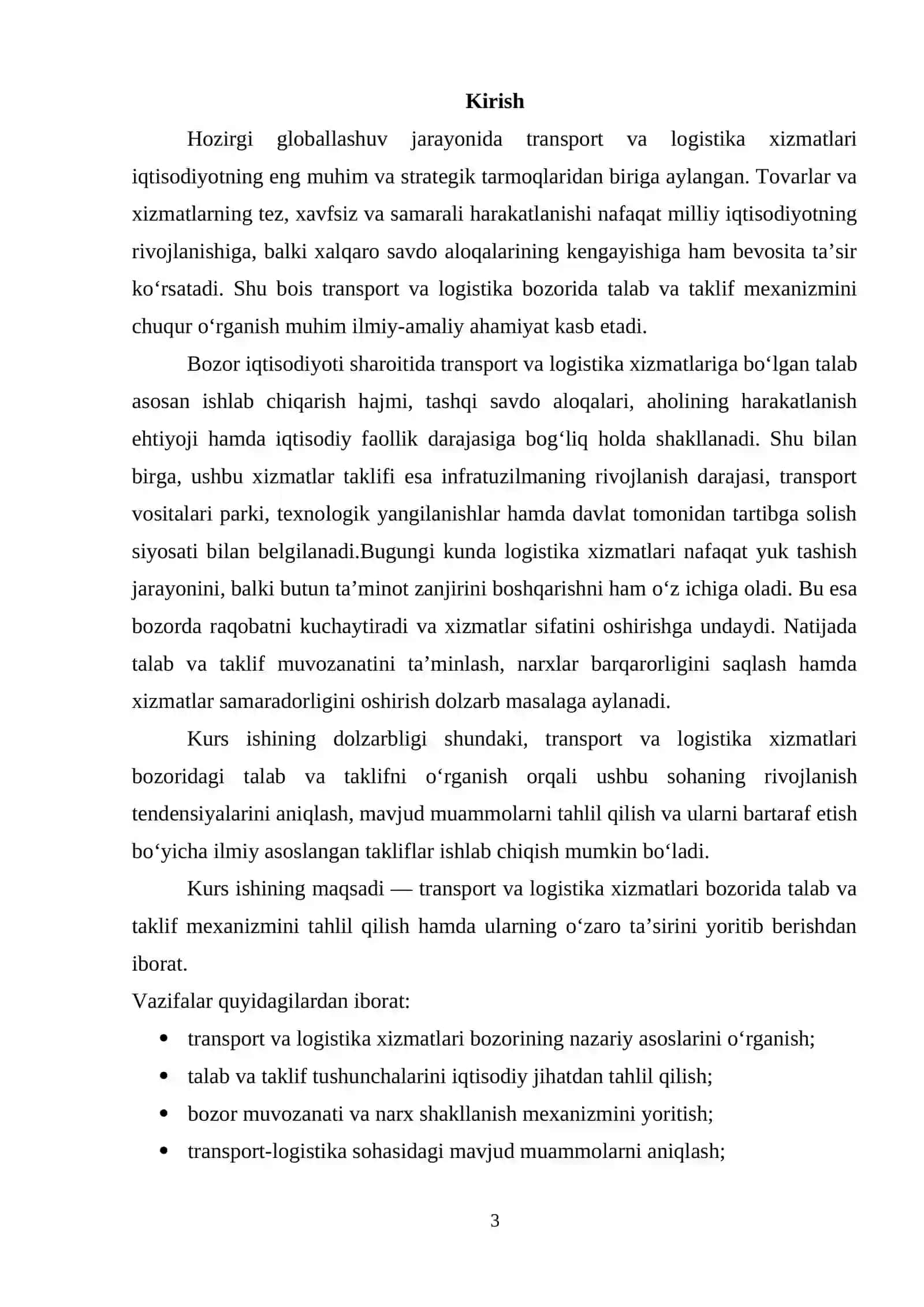 Transport va logistika xizmatlari bozorida talab va taklif 3