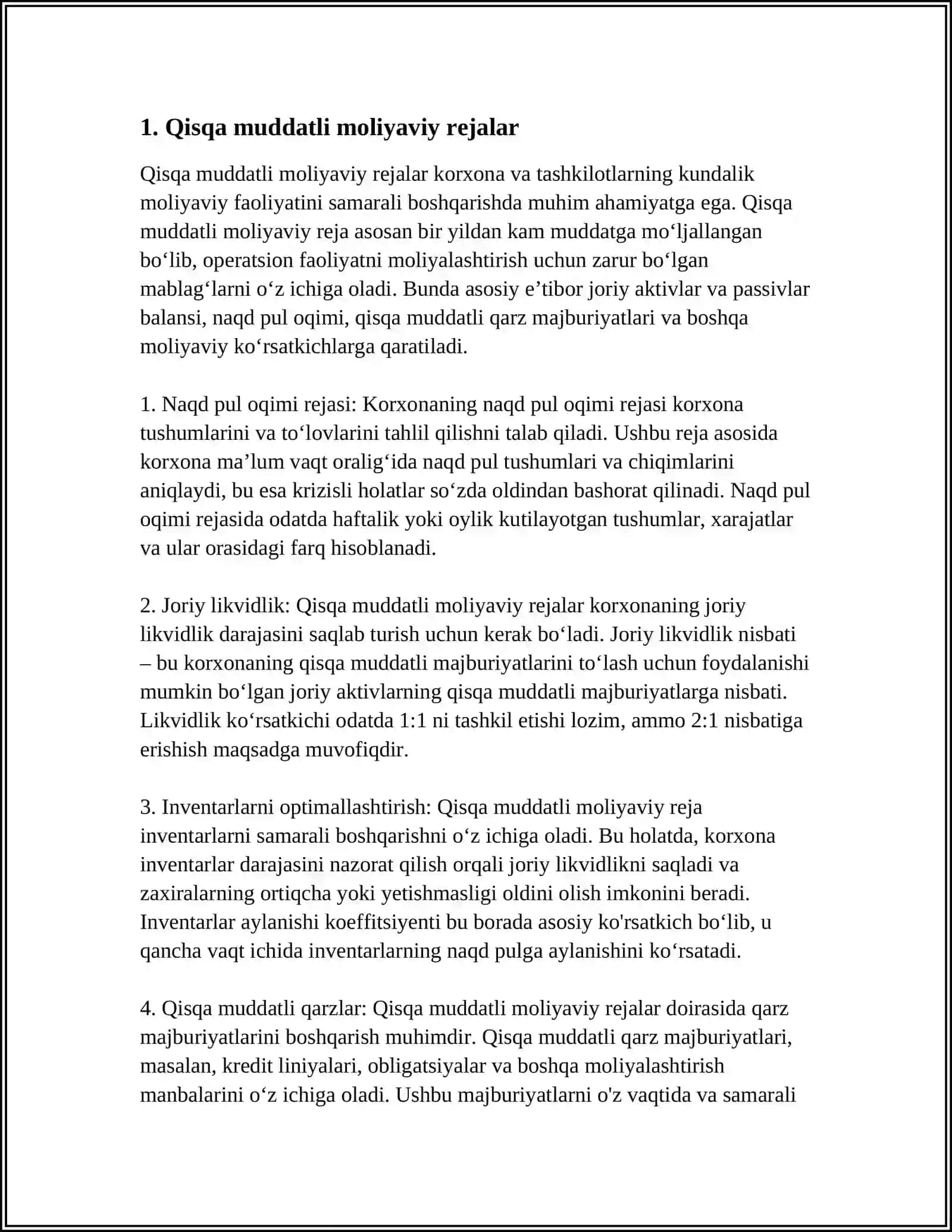 TO LOV BALANSINI QISQA VA UZOQ MUDDATLI TARTIBGA SOLISH USULLARI 3