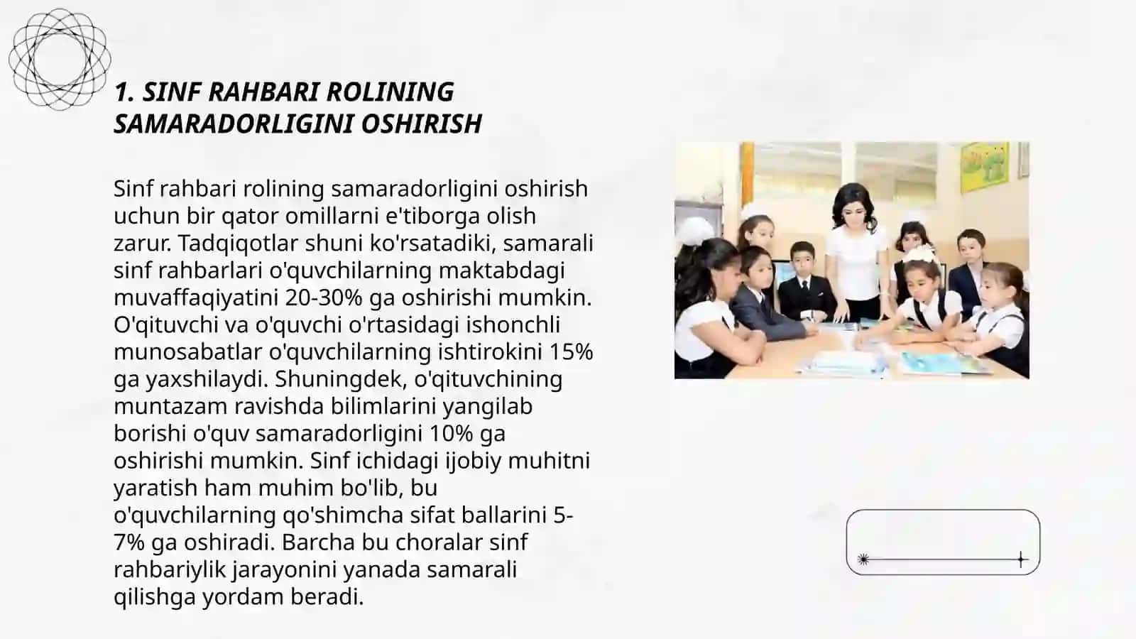 SINF RAHBARINING OQUV FAOLIYATI SAMARADORLIGINI OSHIRISH YOLLARI 3