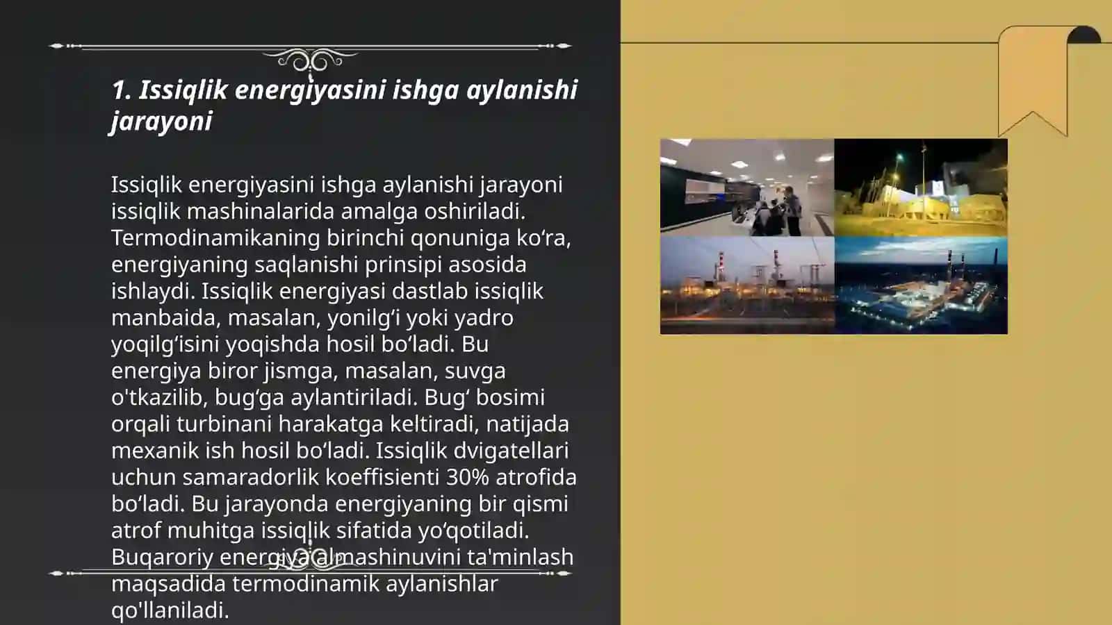 Issiqlik energiyasini ishga aylanishi.Karno sikli.Fik NODIRBEK ISMOILOV 3