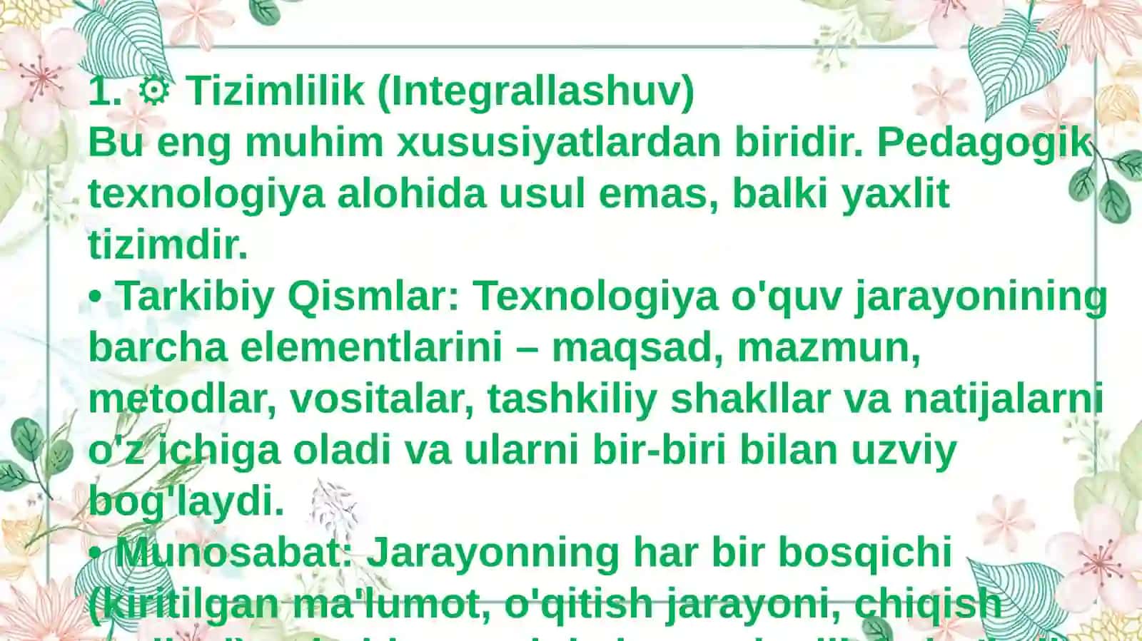 Zamonaviy pedagogik texnologiyalarning asosiy xususiyatlari 3