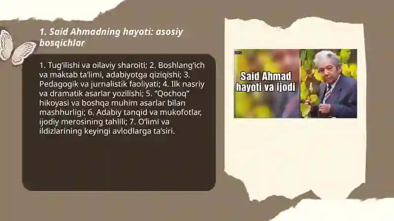 Said Ahmadning hayoti va ijodi,"Qochoq"hikoyasi 3