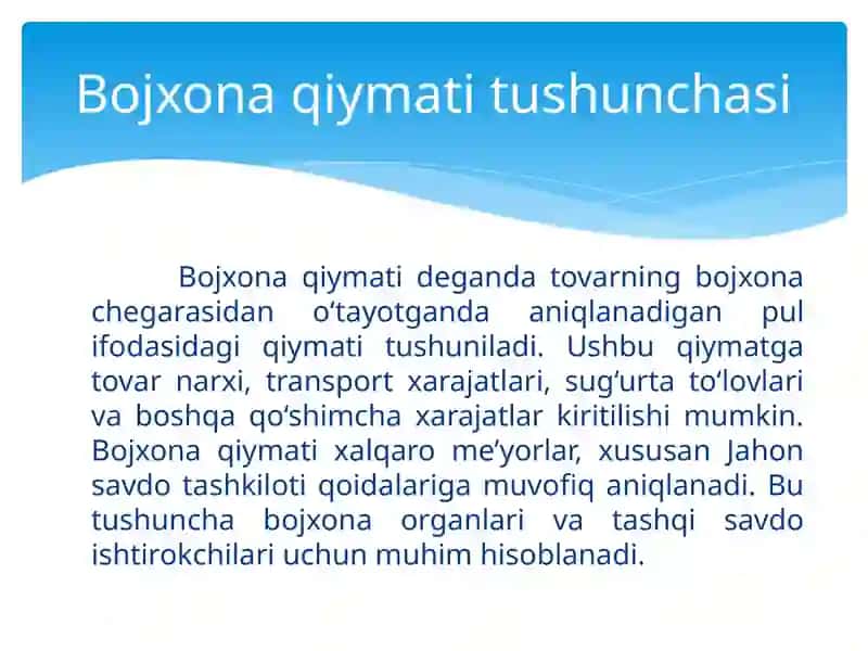 Tovarlarning bojxona qiymatini aniqlash usullari 3