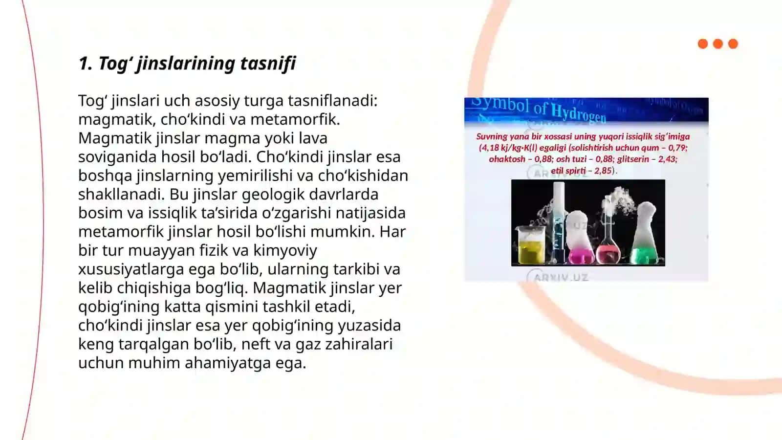 Togʻ jinslari turlari va fizik-kimyoviy xossalari 3