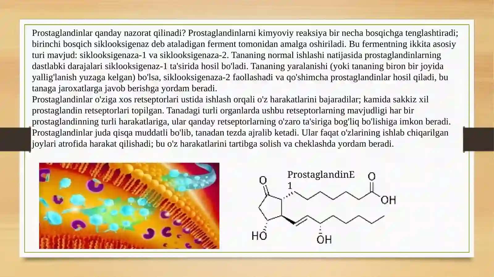 Garmonoidlar. Prostaglandinlar va ularning biologik ahamiyati 3