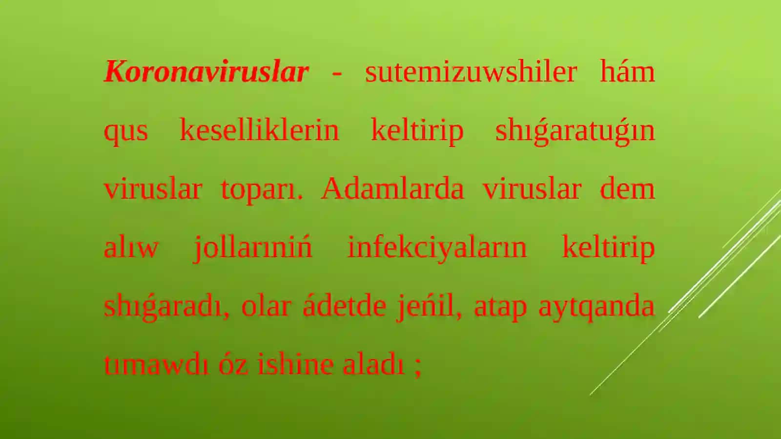 Adamlar hám haywanlarda kesellik shaqiriwshi caronaviruslardiń etiologiyasin, patogenezin kesellikten profilaktika qiliw hám emlew usillari 3