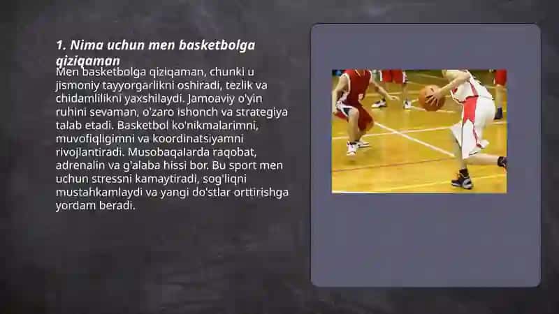 Men qiziqgan sport turi basketbol haqida 3