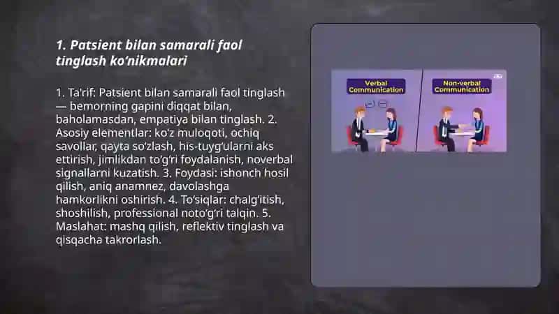 Patsient bilan verbal va noverbal muloqot koʻnikmalar 3